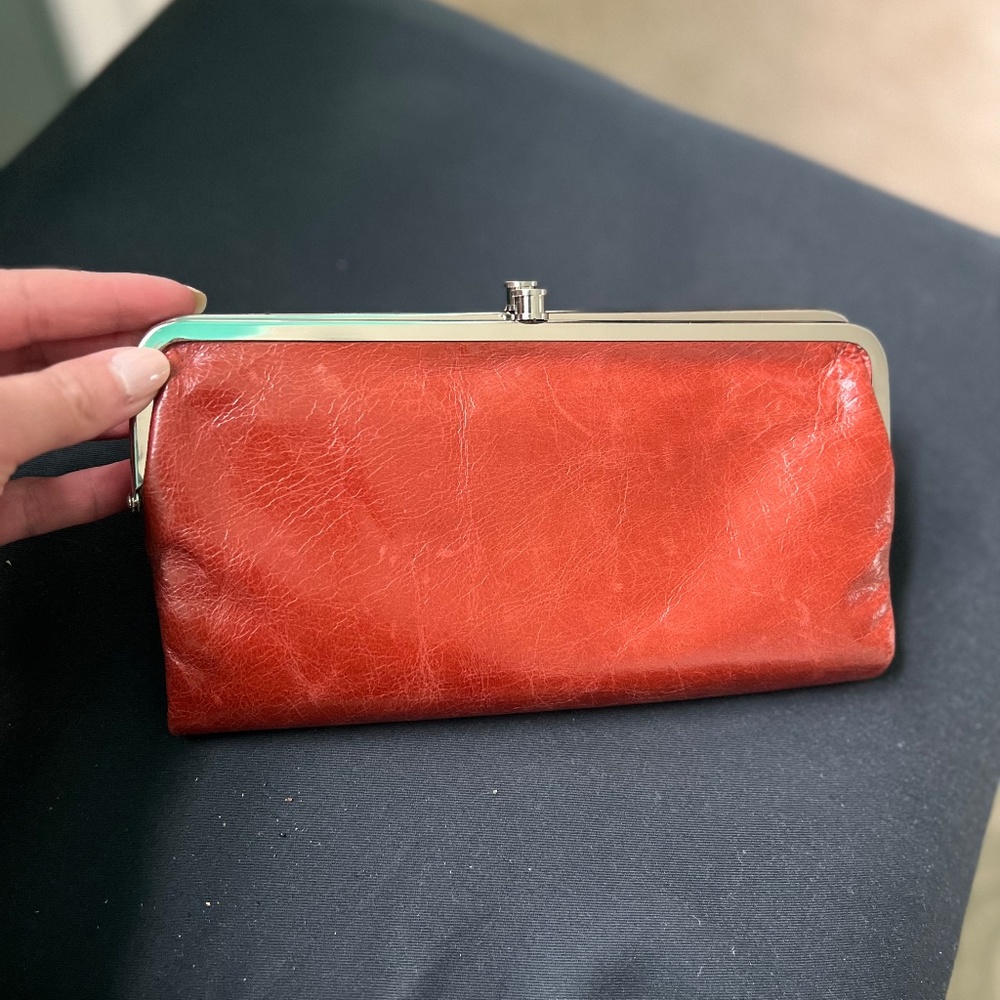 Hobo Lauren clutch wallet in polish leather (rust color) - Picture 1 of 5